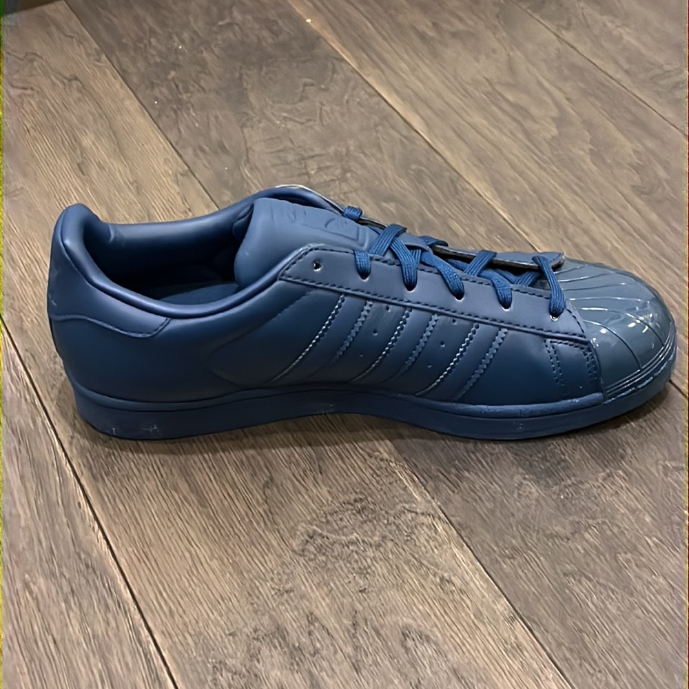 Adidas Superstar Glossy Toe leather Shoes Sneakers new blue S76723 Women’s Sizes - Picture 3 of 14